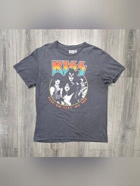 Kiss Kids Black Graphic Tee with Rainbow Logo
